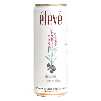 eleve dream adaptogen infused sparkling water, functional beverage for a relaxing sleep and reduced anxiety